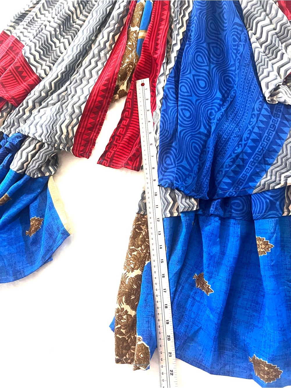 Kantha Bae Sari Enchanted Palazzo Pants in red white and blue -  Free Size - Picture 6 of 8